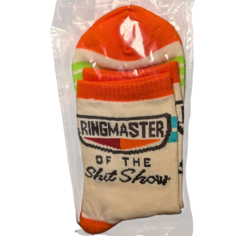 Ringmaster of the Shit Show Men's Socks - Orange and Cream